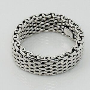 Size 7 Tiffany & Co Narrow Sterling Silver Somerset Mesh Weave Band Ring